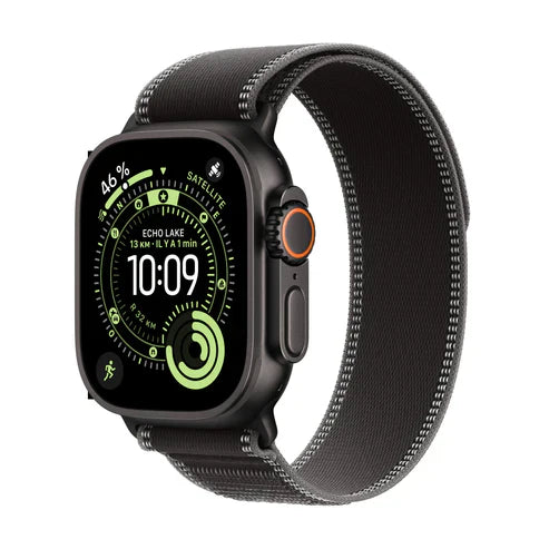 IR - Apple Watch Ultra 3 GPS + Cellular 49mm Black Titanium Case with Black/Charcoal Trail Loop - M/L